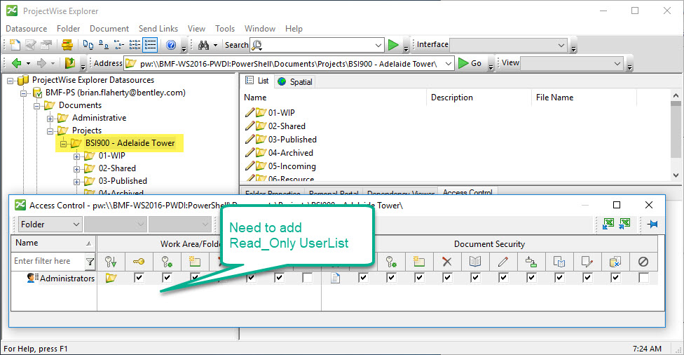 How To: Update ProjectWise Folder Security